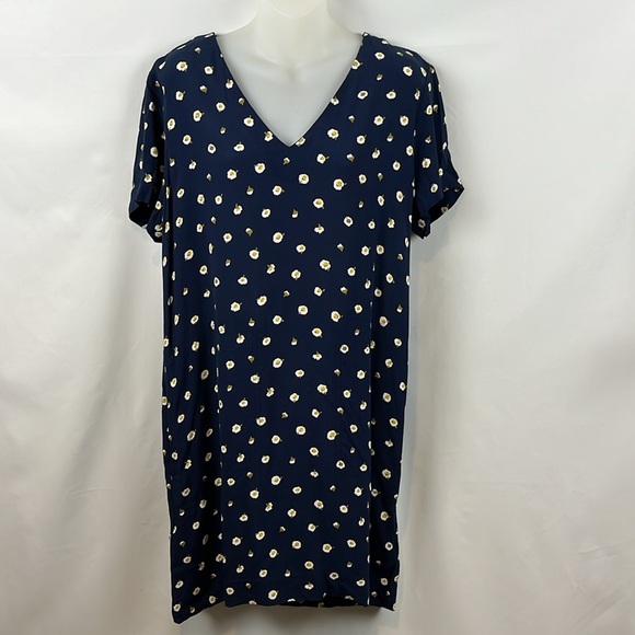 Madewell Navy‎ Blue Button-Back Floral Daisy’s Dress with Pockets Size S - Picture 4 of 11